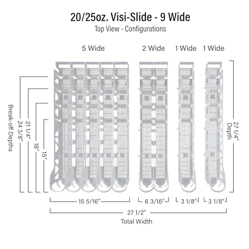 Visi-Slide 20oz Soda Beverage Dispenser - Gravity Fed Glide for Angled Shelves for Coolers, Commercial Refrigerators, Cold...