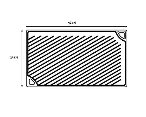 Lodge Reversible Cast Iron Grill/Griddle – 9.5 x 16.75 Inch Pre-Seasoned Cooking Surface – Flat & Ribbed Sides – Use on St...