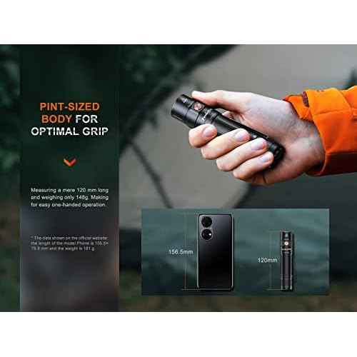 Fenix E35R EDC Flashlight, 3100 Lumens USB-C Rechargeable High Lumen Performance Flashlight with LumenTac Organizer (Black)