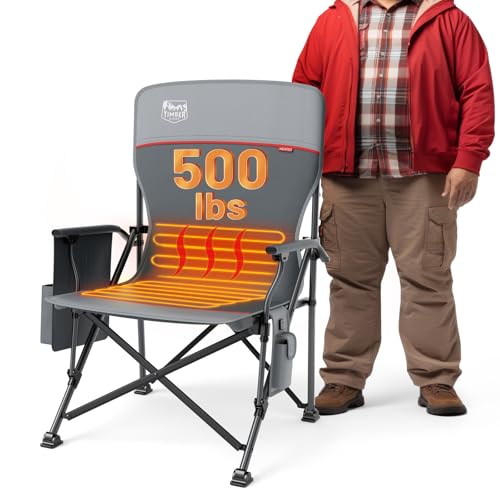 TIMBER RIDGE Oversized Heated Camping Chair for Outdoor Sports, High Back Padded Lawn Chair for Adults Support Up to 500lb...