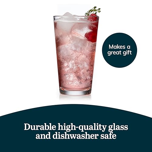 Libbey Bar Essentials Tumbler Glasses Set of 6, Modern Style 16 Oz Glass Set, Dishwasher Safe Tall Drinking Glasses Set fo...