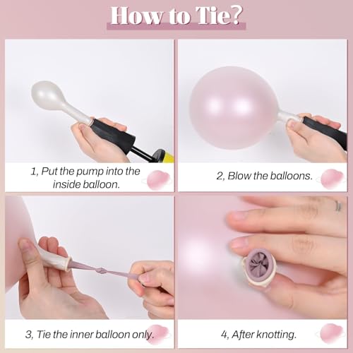Double Stuffed Pearl White and Pink Balloons, 50pcs Double Stuffed Pearl Sand White Dusty Retro Pink Latex Balloons for Wo...