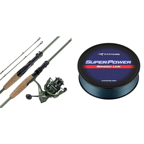 KastKing Spartacus II Spinning Fishing Reel Combo,7'3" M,3000 Reel, KastKing Superpower Braided Fishing Line,Low-Vis Gray,...