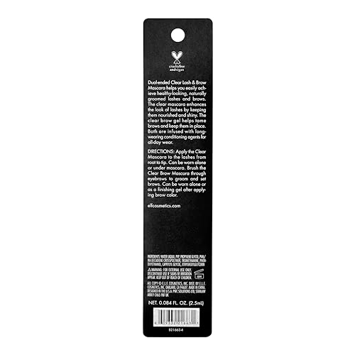 e.l.f. Clear Brow & Lash Mascara, Dual-Sided Brushable Clear Gel For Groomed Brows & Eyelashes, Long-Wear Conditioning For...