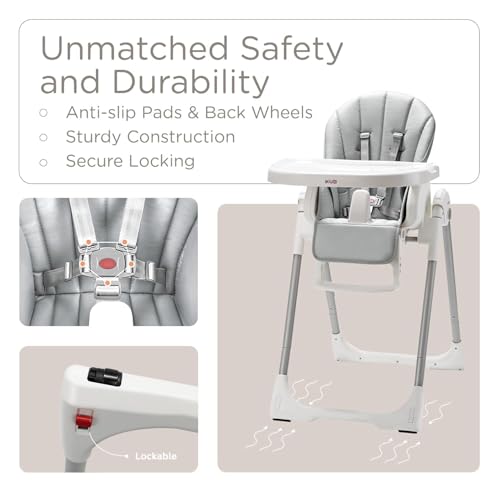 KÜB 3-in-1 Foldable Baby High Chair | Multifunctional Infant High Chairs for Babies and Toddlers | Removable Seat & Tray E...