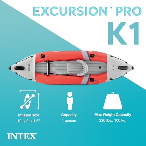 INTEX 68303EP Excursion Pro K1 Inflatable Kayak Set: Includes Deluxe 86in Kayak Paddles and High-Output Pump – SuperTough ...