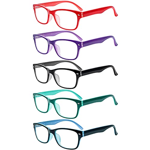 SIGVAN Reading Glasses 5 Packs Blue Light Blocking Eyeglasses Quality Spring Hinge Colorful Computer Readers for Women Men