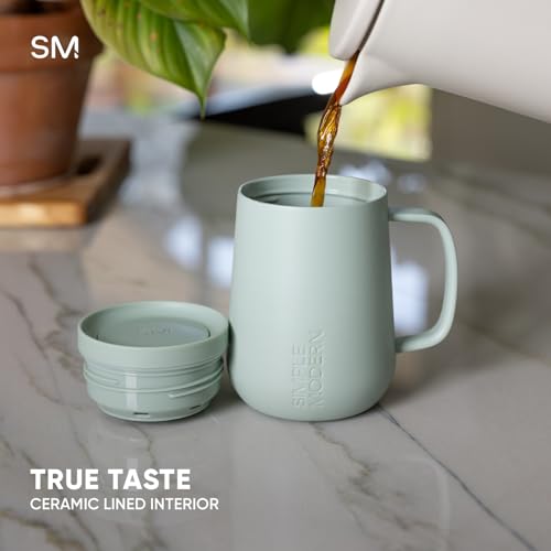Simple Modern Voyager Signature Mug | Travel Coffee Tumbler with 360° Lid and Handle | Ceramic-Lined Insulated Stainless S...