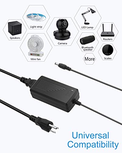 ALITOVE DC 12V 5A Power Supply Adapter Converter Transformer 60W AC 100-240V Input with 5.5x2.5mm DC Output Jack for 5050 ...