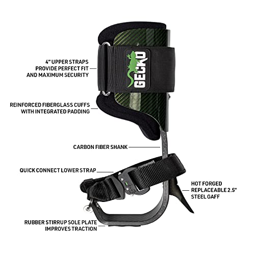 Notch Gecko Carbon Fiber 2.0 Climbers Includes Tree & Pole Gaffs, Quick Connect Straps, Adjustable Upper Cuffs, Rubber Sti...