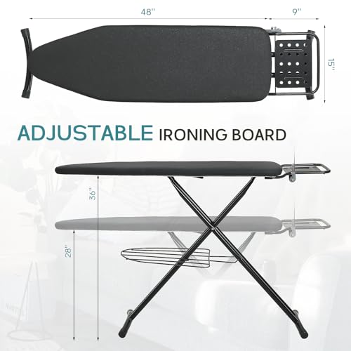 Ironing Board 48x15 in, RAINHOL Large Heavy Duty Ironing Boards Full Size with Pad and Cover, Height Adjustable Iron Stand...