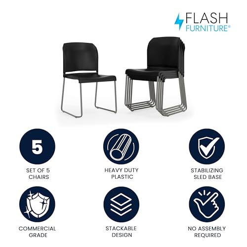 Flash Furniture Hercules Series Contoured Stacking Chairs for Waiting Rooms and Offices, Ergonomic Lobby Chairs with Curve...