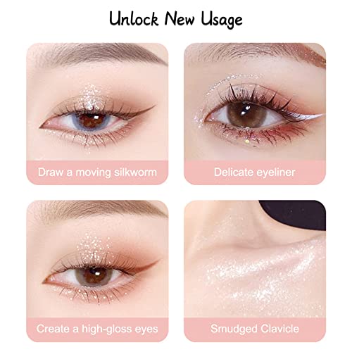 Erinde Liquid Glitter Eyeshadow Eyeliner, Korean Makeup Bling Under Eye Shadow, Shimmer Metallic, Lightweight Waterproof L...