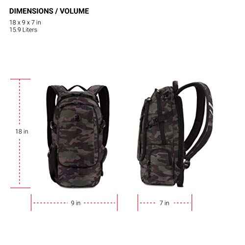 SwissGear 3598 Backpack Narrow Daypack, Camo/Green, 18-Inch