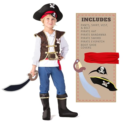 Spooktacular Creations Halloween Pirate Costume Kids, Boys Pirate Costume Set for Toddler Halloween DressUp, Themed Party