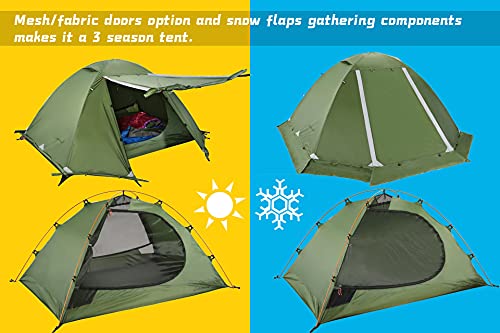 Clostnature 4-Season Backpacking Tents - 7'3'' x 4'11'' x 3'10'' Lightweight Tent with Matching Waterproof Tent Footprint,...