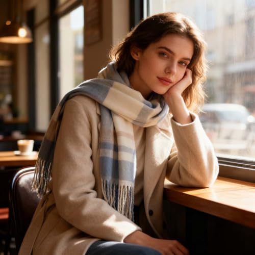 Lightweight Ultra-Soft Winter Scarf for Women,Fashion Long Shawl Plaid Scarves,Warm Big Tartan Blanket Wrap Shawl Ladies G...