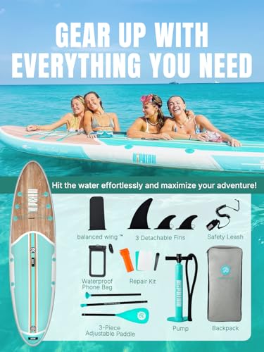 Niphean Inflatable Stand Up Paddle Board with SUP Accessories, Anti-Slip EVA Deck, 10’6’’ Inflatable Paddle Boards for Adu...