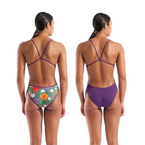 Arena Women's Performance Allover Reversible Challenge Back Swimsuit Pool Bathing Suit