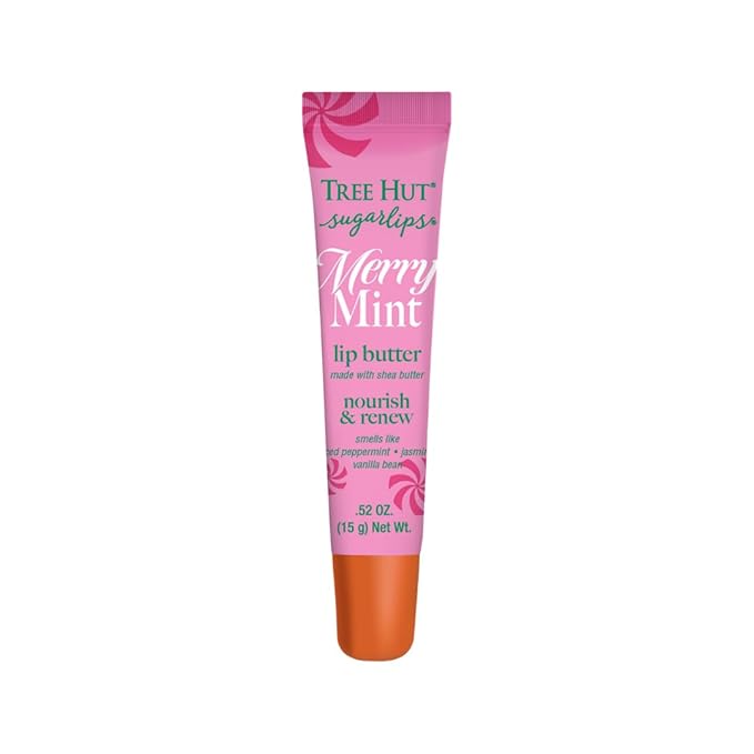 Tree Hut Sugarlips Merry Mint Lip Butter, Moisturizing Lip Care for Full, Soft Lips, Essential Hydration, Holiday Gift & Stocking Stuffer, 0.52 fl oz