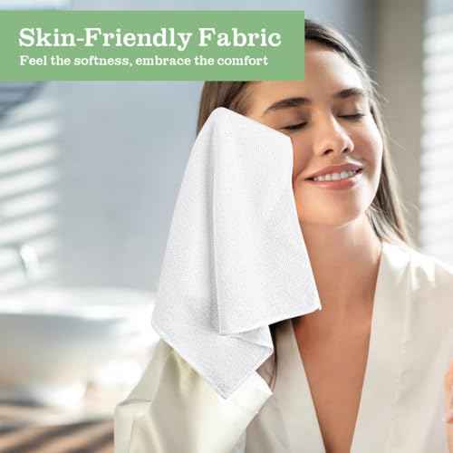 Washcloths Bulk - 100 Pack - Face Towels (12" x 12"), Highly Soft Wash Cloths and Hand Towels, Fast Drying Multi-Purpose Microfiber Cleansing Cloths for Bathroom, Hotel, Spa, and Salon - White