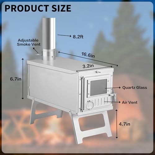 Yesinaly Ultralight Camping Stove Portable Wood Burning Stove for Tent, Camping, Outdoor Cooking, Hunting, Ice Fishing, 1...
