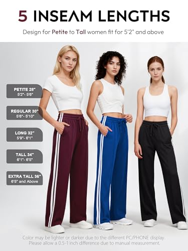 Tapata Women's 28/30/32/34 Inseam Track Pants Loose Straight Leg Jogging Sweatpants Warm-Up Sports Athletic Running