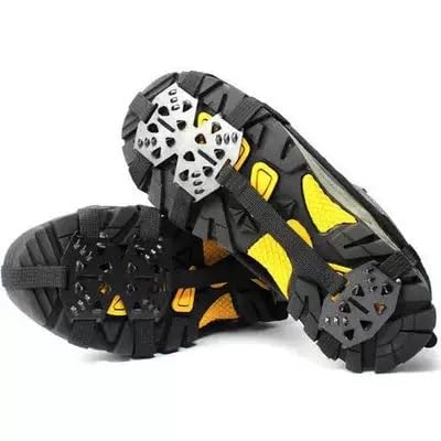 24-Tooth Steel Spikes Shoe Covers - Non-Slip Ice & Snow Grip for Hiking, Climbing, Walking, Running & Hunting