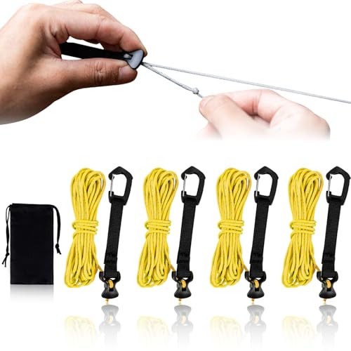 4 Pack Guy Lines-Ultralight Tent Cords with Locking Carabiner Clip, 2mm 100% Nylon Guylines Ropes for Outdoor Camping Tent...