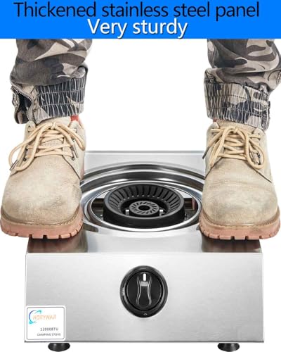 Horynar Propane Stove Single Burner Propane Stove 1 Burner 12,000 BTU Auto Ignition Gas Stove with CSA Hose for Outdoor Co...