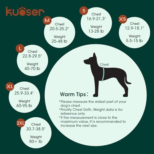 Kuoser Dog Life Jacket High Flotation, Reflective Dogs Life Vest for Swimming Boating, Adjustable Small Medium Large Dog l...