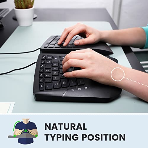 Perixx PERIBOARD-524B US, [Firmware Updated] Wired Ergonomic Split Keyboard - Up to 2 Ft Seperation - Adjustable Tilt Angl...