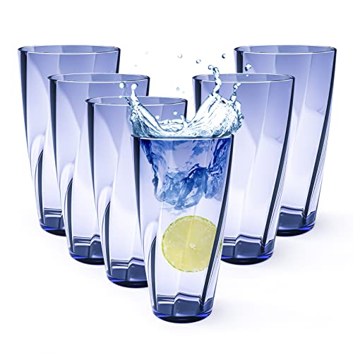 Alaiselit Unbreakable Plastic Cups Plastic Highball Drinking Glasses Tumbler, Large Water Tumbler Set (Set Of 6, 25 Oz) Di...