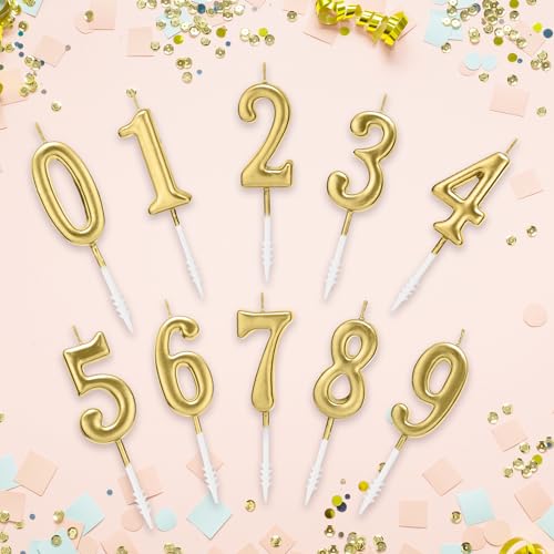 Beanlieve 10-Pieces Numeral Birthday Candles - Cake Numeric Candles Number 0 1 2 3 4 5 6 7 8 9,Used for Cake Decoration on...