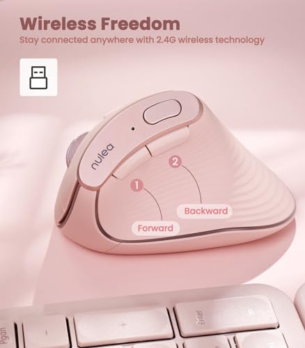 Nulea M510 Vertical Mouse Wireless, Ergonomic Mouse for Comfy Tracking, 3 Adjustable DPI (800-1200-1600), 2.4G Wireless Ve...