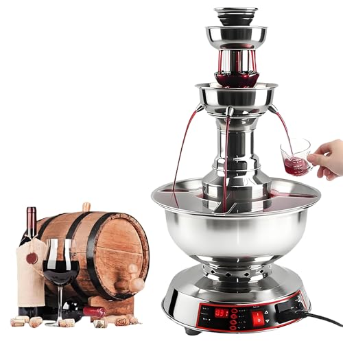 BANGBANGJI 3-Tier Wine Fountain Machine, 3.5L Wine Dispenser, Stainless Steel Beverage Fountain, 0-100℃ Temperature Adjust...