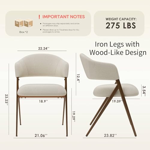 COLAMY Dining Chairs Set of 4, Modern Fabric Upholstered Dining Room Kitchen Side Chairs with Iron Legs, Open Back and Pad...