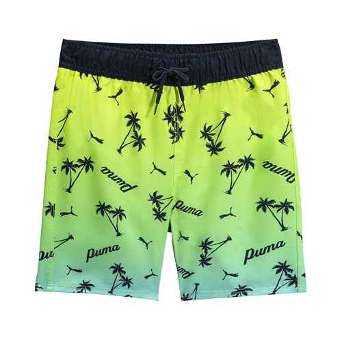 PUMA Boys' Fashion Swim Trunks, Water Repellant, Elastic Waistband with Drawcord