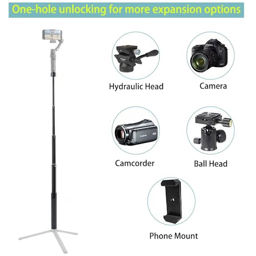 Extension Selfie Pole 7.48" (19cm) Carbon Fiber Extension Pole – Lightweight, Durable with 1/4" Thread, Compatible with Ca...