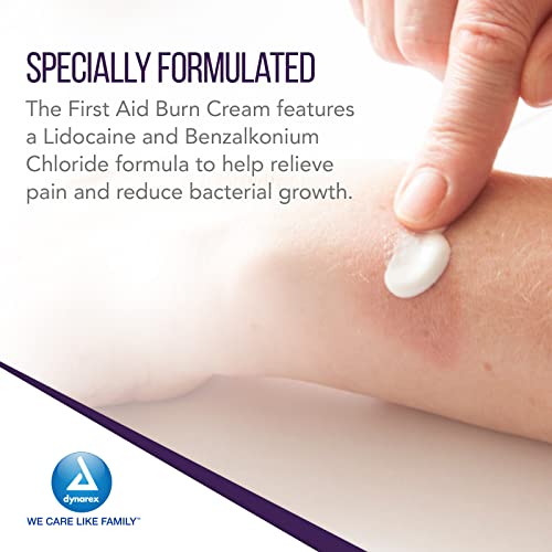 Dynarex First Aid Burn Cream - Burn Ointment For Minor Cuts, Wounds, Burns - Single Dose Water-Based Formula with Benzalko...