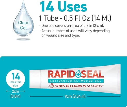 Rapid-Seal Wound Gel (1 Tube) | Stops Bleeding in Seconds | Ideal for Cuts, Scrapes, Razor Nicks for Emergency First Aid S...