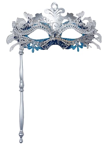 ANIMECOSER Masquerade Mask with Stick Elegant Handheld Venetian Masks for Prom Ball Mardi Gras Halloween Party Accessories