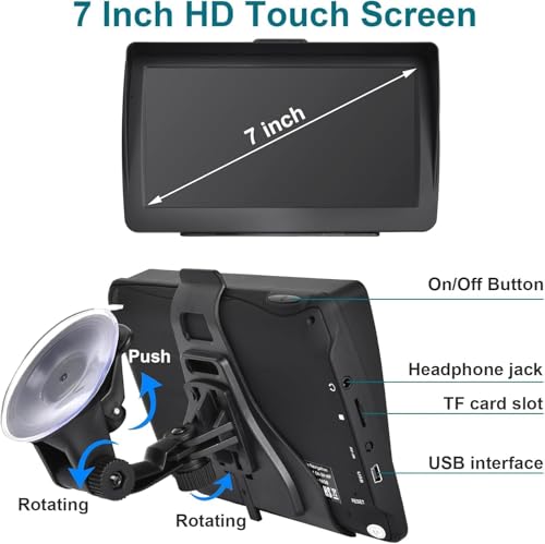 GPS Navigation for Car Truck Navigator 2025 Latest Maps 7 Inch Touch Screen Vehicle GPS Commercial Trucker Navigation Voic...