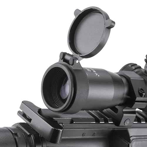 Barska Compact Rifle Scope with Red/Green Illuminated Mil-Dot Reticle ? Side Rheostat, Sunshade, Flip-Up Caps, External Turrets, Waterproof/Fogproof