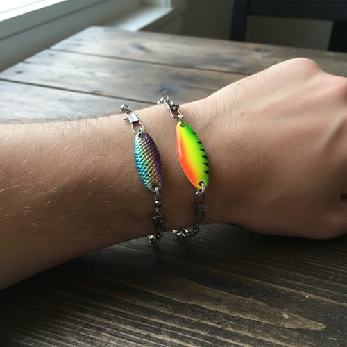 Eagyrosi Handmade Fishing Lure Bracelet with Metal Swivels and Spoon Lures - Excellent Gift for Men, Women, Anglers, and O...