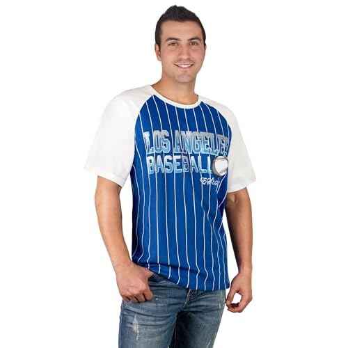 Womens Baseball Cage Fans Athletic City Raglan T-Shirts - Royal Blue & White