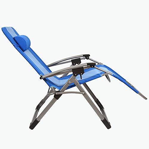 Kamp-Rite Outdoor Folding Reclining Zero Gravity Beach Lawn Chair w/Headrest Pillow, for Camping, Tailgating, & Sports, 30...