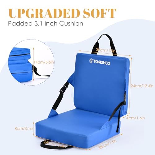 TOMSHOO Portable Stadium Seat Cushion with Backrest Waterproof Nylon Bleacher Cushion Ultralight Seat Padding with Back Su...