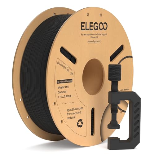 ELEGOO Carbon Fiber PLA Filament 1.75mm Black 1KG, PLA-CF Strong 3D Printer Filament Dimensional Accuracy +/- 0.02mm, 1kg ...