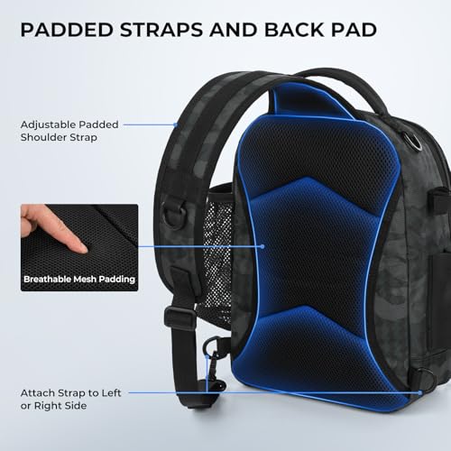 KastKing BaitSpace Fishing Sling Bag, Fishing Backpack with Rod & Beverage Holder, Tackle Bag for Fishing Gear